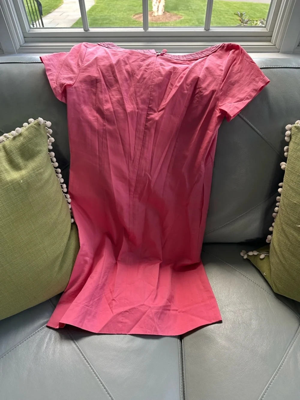 J. Crew Coral Pink Smocked Neck Shift Dress - Picture 4 of 6